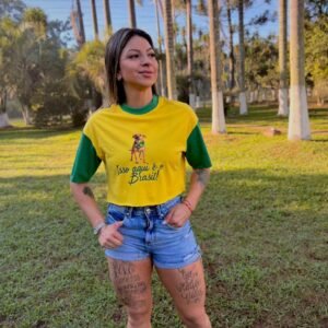 Blusa Cropped Feminino Oversized   Copa Brasil