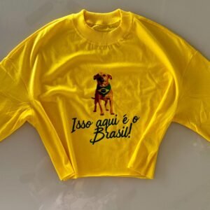 Blusa Cropped Feminino Oversized Copa Brasil (amarelo)